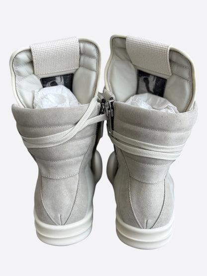 Rick Owens White & Beige Geobaskets Sneakers