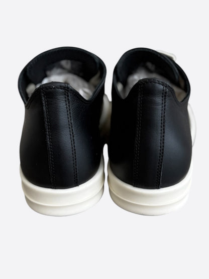 Rick Owens Black & White Leather Women's Low Top Sneakers