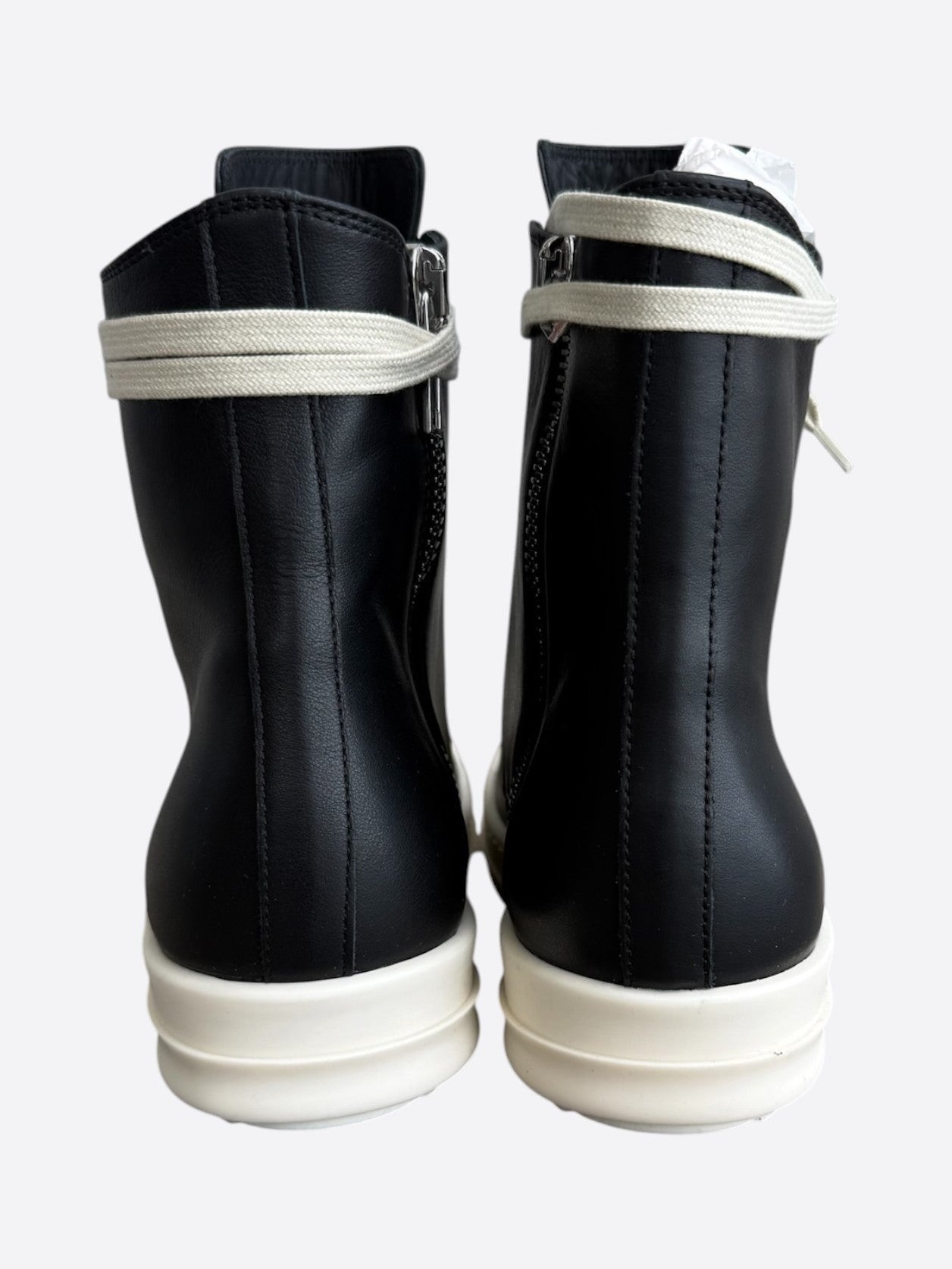 Rick Owens Black & White Leather Women's High Top Sneakers