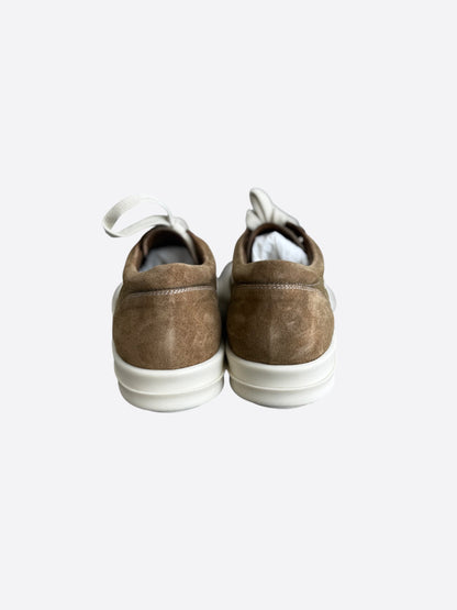 Rick Owens Brown & White Suede Vintage Low Top Sneakers