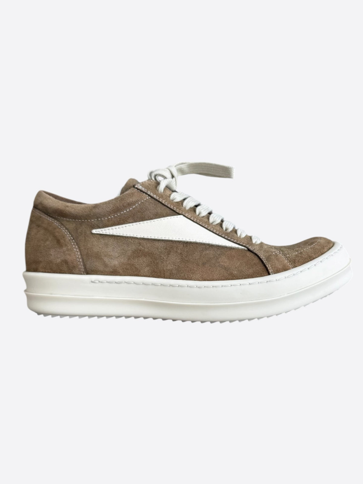 Rick Owens Brown & White Suede Vintage Low Top Sneakers