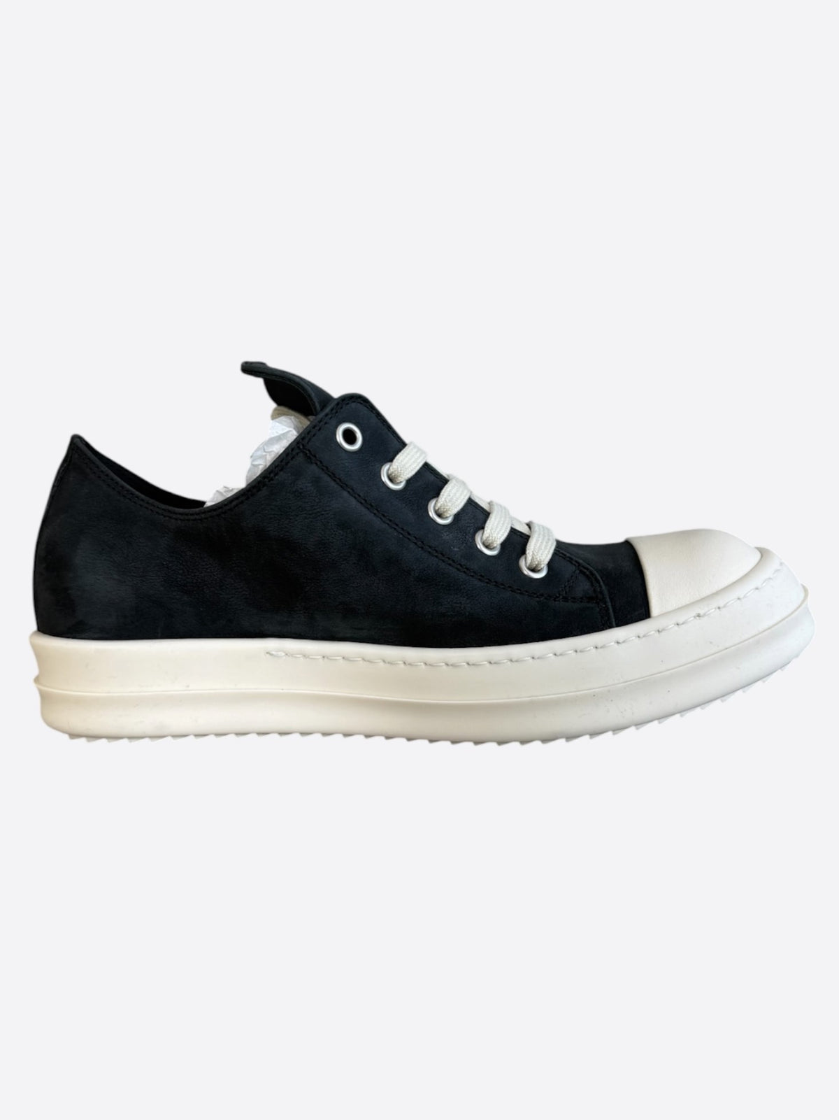 Rick Owens Black & White Leather Women's Low Top Sneakers