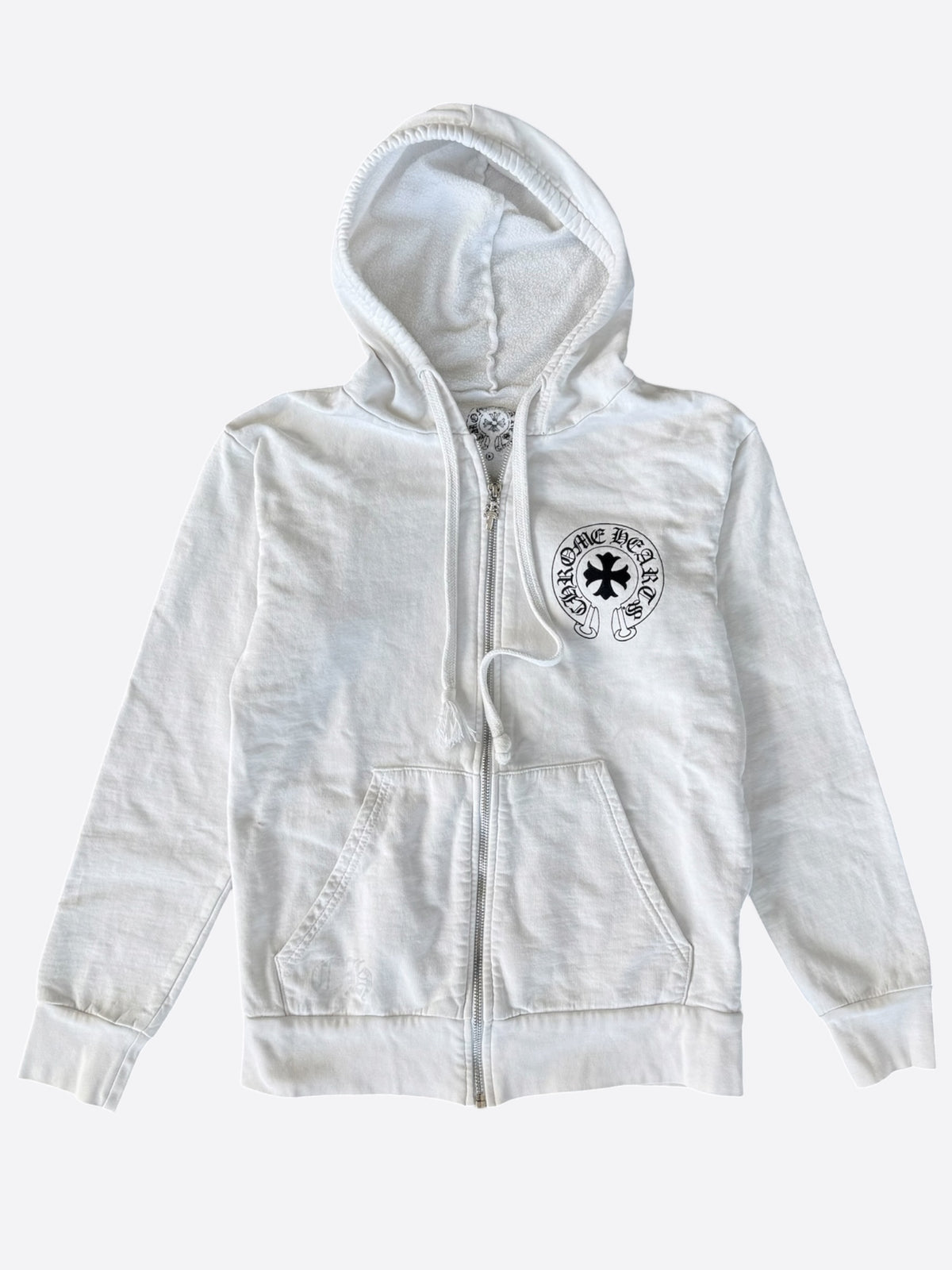 Chrome Hearts White & Black Eyechart Zip Up Hoodie
