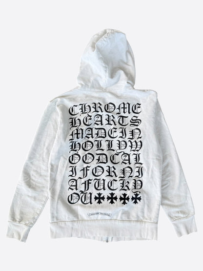 Chrome Hearts White & Black Eyechart Zip Up Hoodie