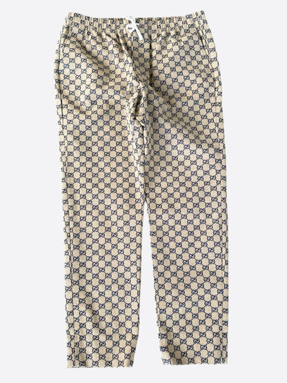 Gucci Beige & Navy GG Monogram Pants