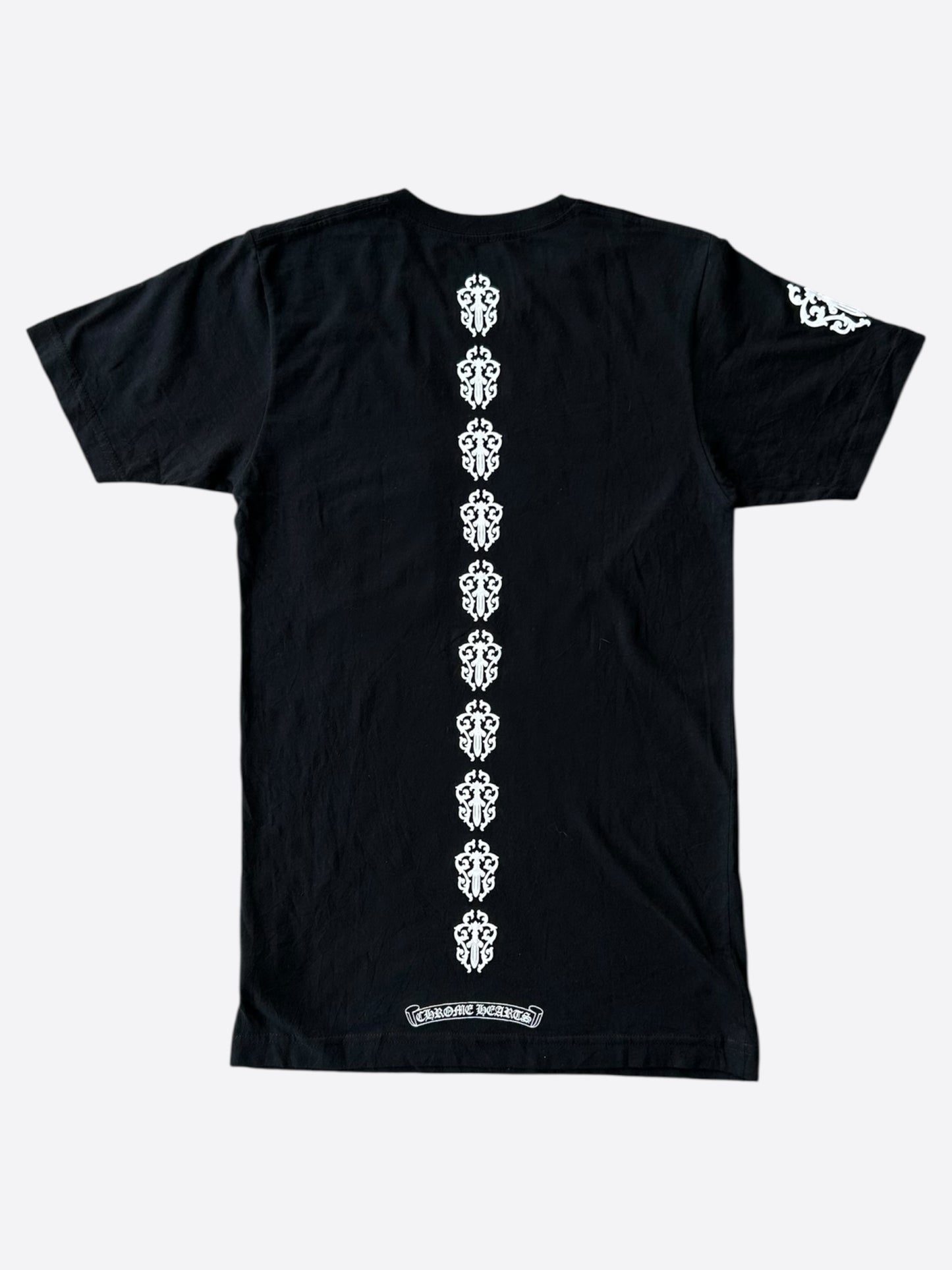 Chrome Hearts Black & White Vertical Dagger Logo T-Shirt