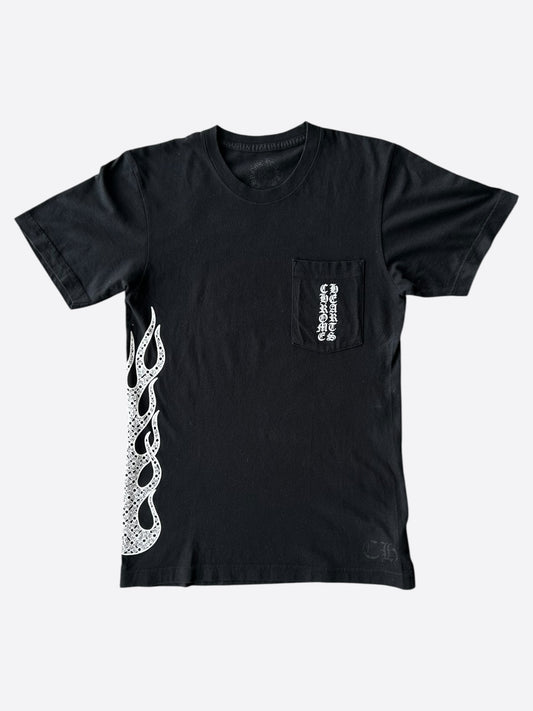 Chrome Hearts Black & White Flame Logo T-Shirt