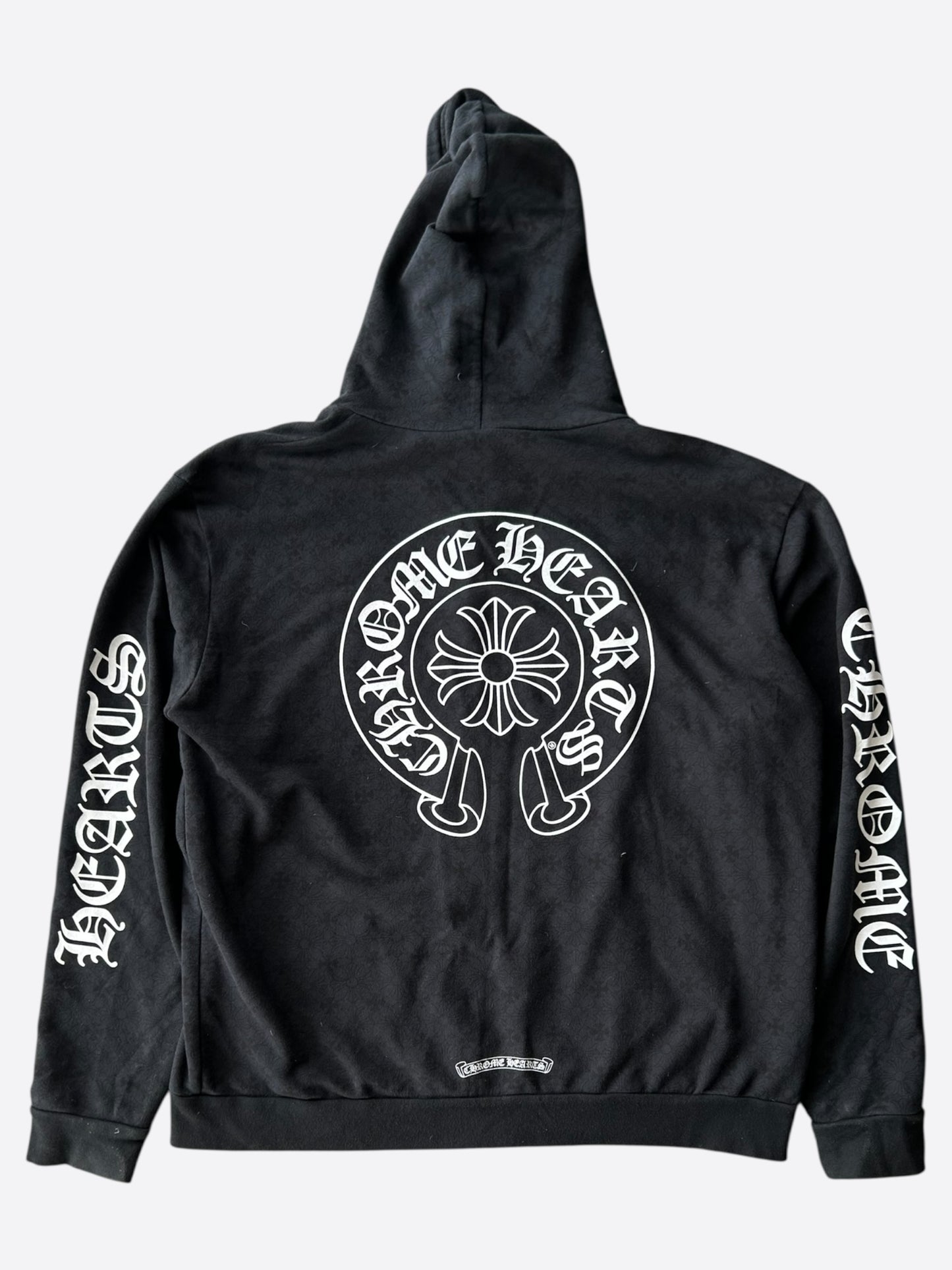 Chrome Hearts Black & White Cross Jacquard Horseshoe Logo Zip Up Hoodie