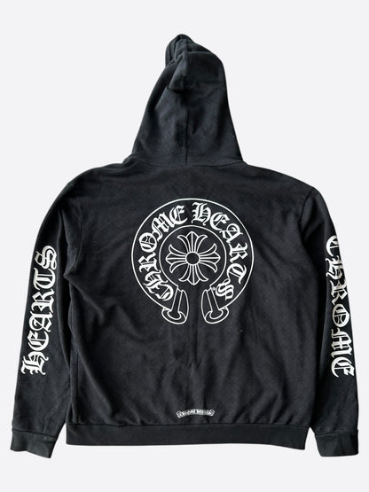 Chrome Hearts Black & White Cross Jacquard Horseshoe Logo Zip Up Hoodie