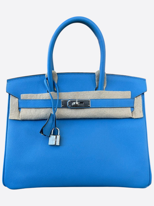 Hermes Blue Colvert Epsom Birkin 30