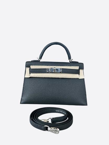 Hermes Black Epsom Mini Kelly 20