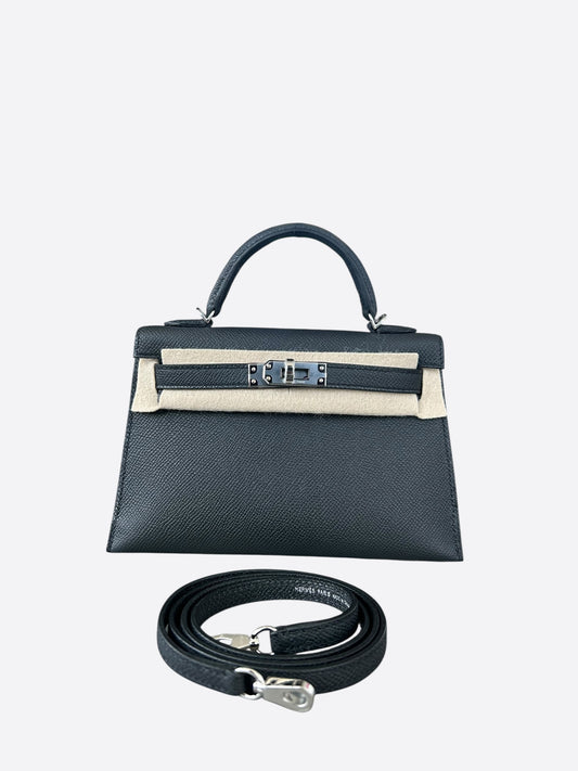 Hermes Black Epsom Mini Kelly 20
