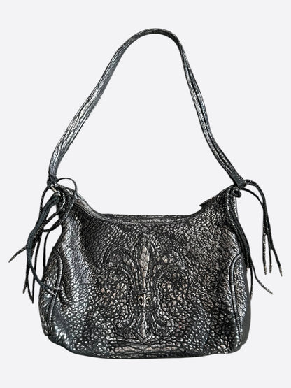 Chrome Hearts Silver Fleur De Lis Flared Fringe Hobo Bag