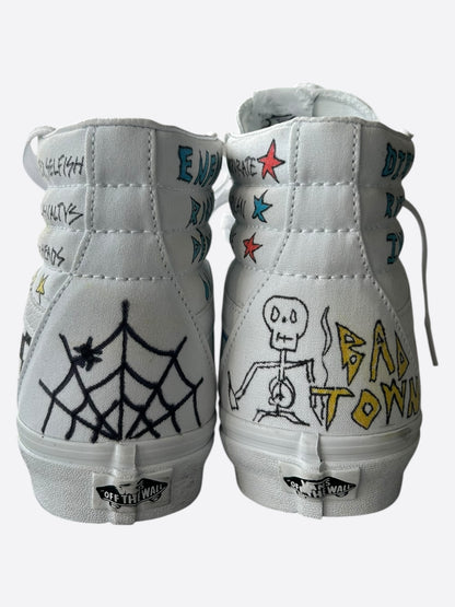 Enfants Riches Deprimes Vans White Hand Painted Sk8 Hi Sneakers