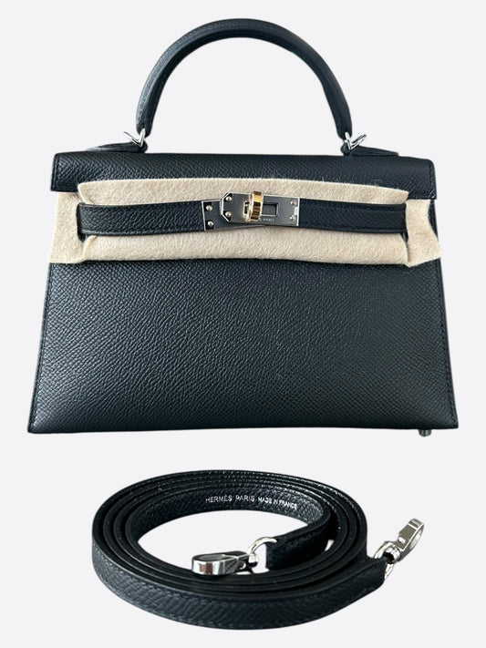 Hermes Black Epsom Mini Kelly 20