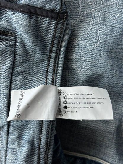 Chrome Hearts Levis Blue & Multicolor Cross Patch Denim Sherpa Jacket