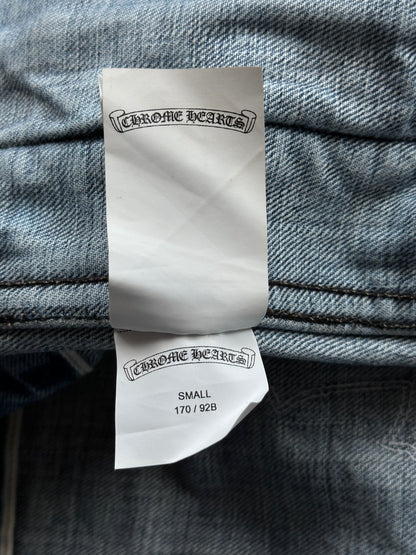 Chrome Hearts Levis Blue & Multicolor Cross Patch Denim Sherpa Jacket