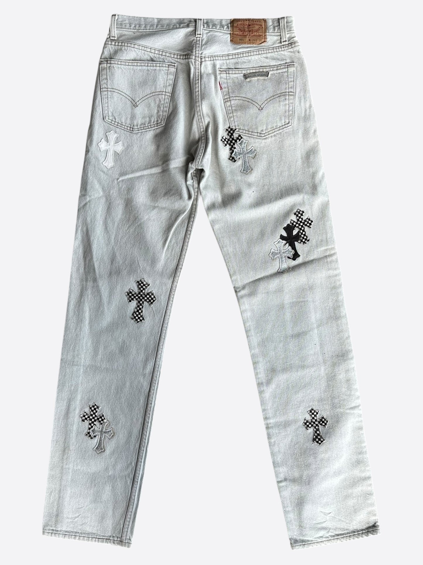 Chrome Hearts Levis White & Mixed Cross Patch Jeans