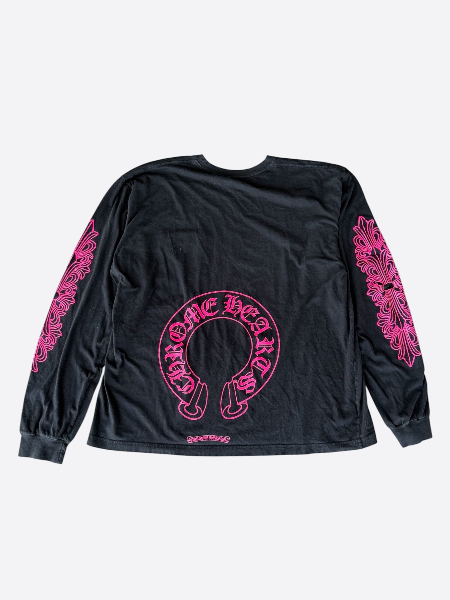 Chrome Hearts Black & Pink Horseshoe Logo Longsleeve T-Shirt
