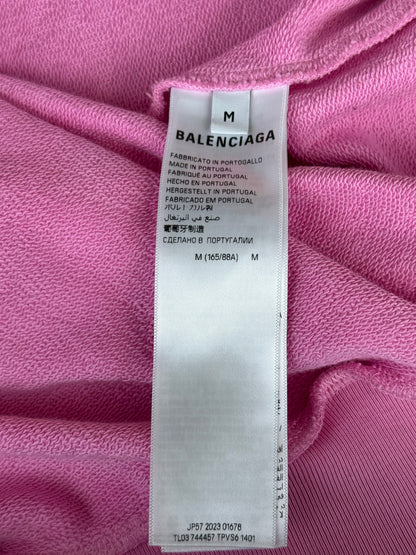 Balenciaga Pink & Black Soccer Logo Zip Up Hoodie