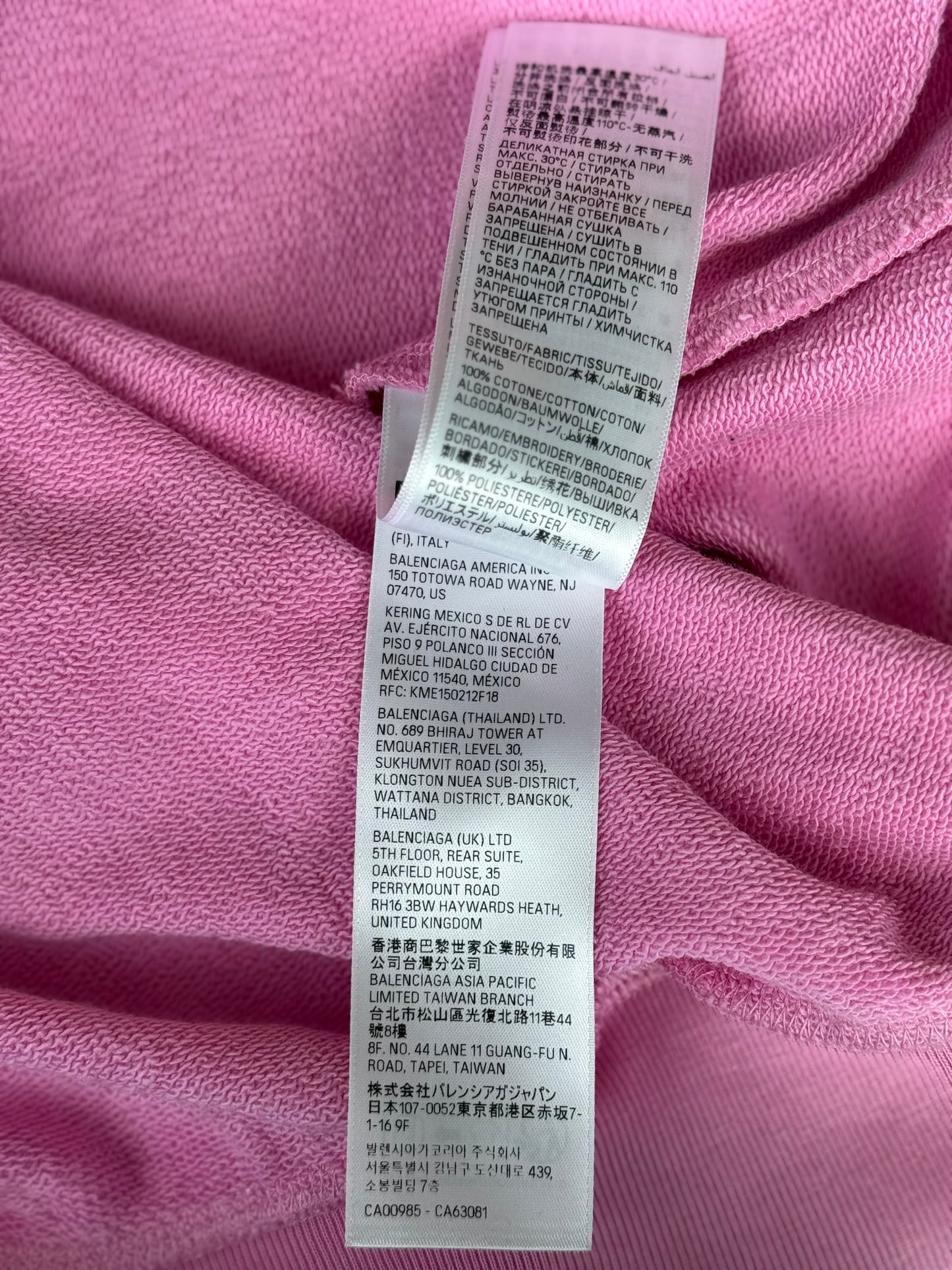 Balenciaga Pink & Black Soccer Logo Zip Up Hoodie