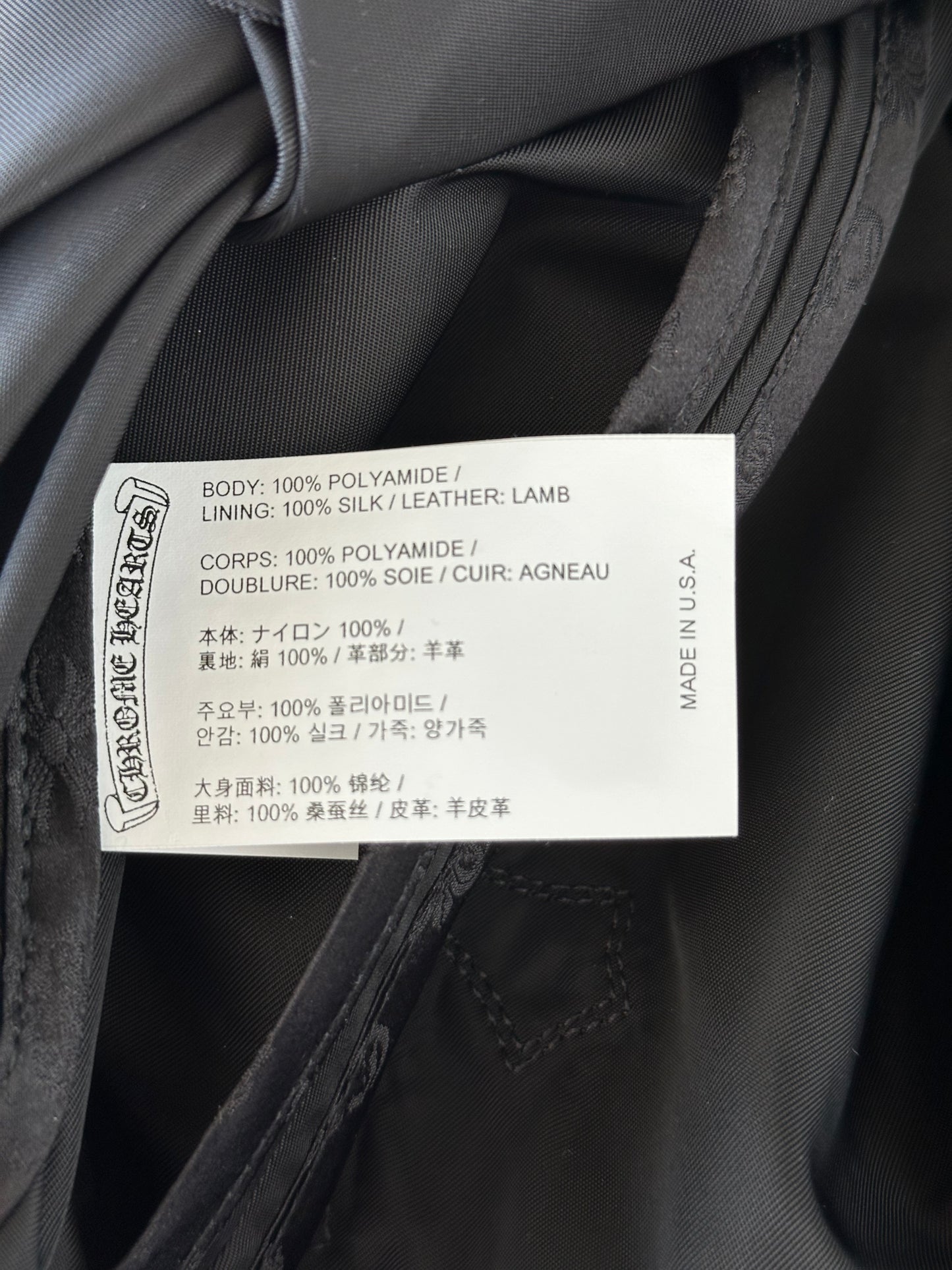 Chrome Hearts Black Nylon Cross Patch Parka Jacket