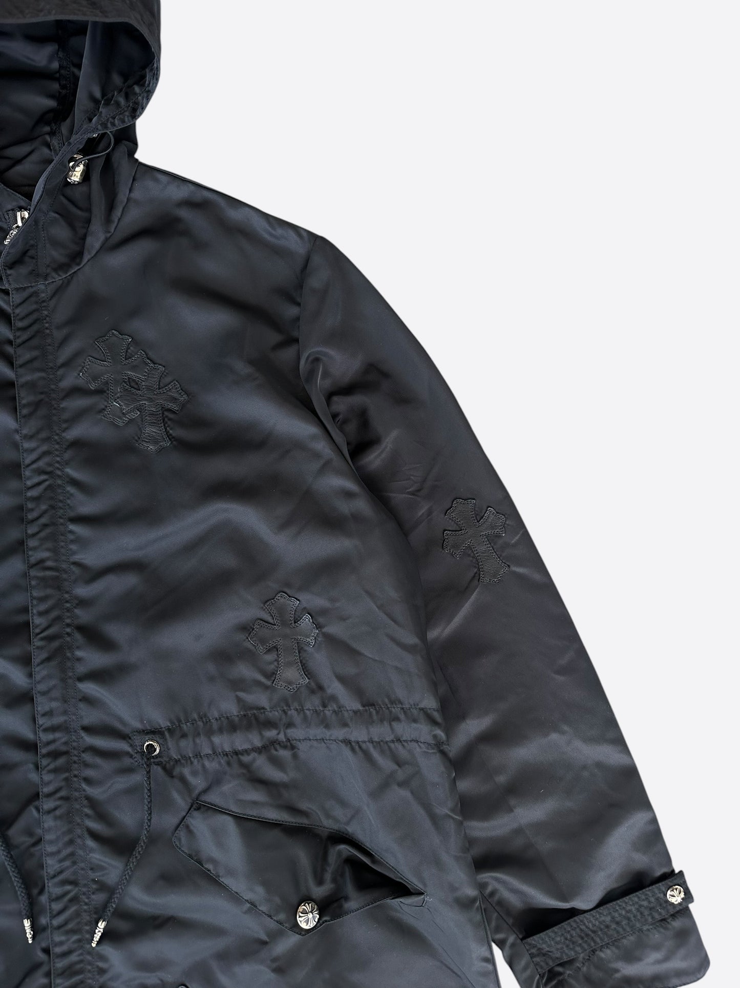 Chrome Hearts Black Nylon Cross Patch Parka Jacket