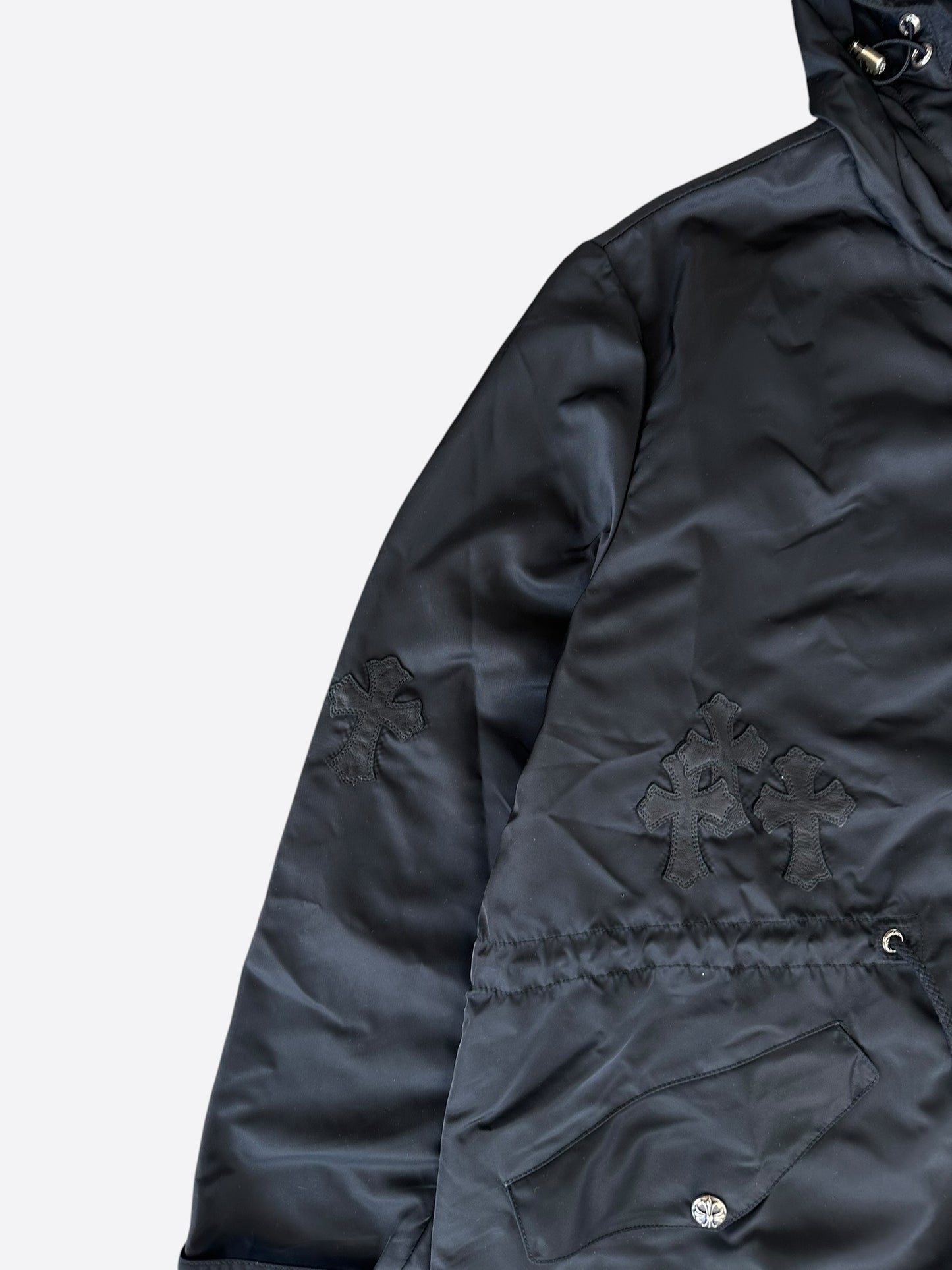 Chrome Hearts Black Nylon Cross Patch Parka Jacket