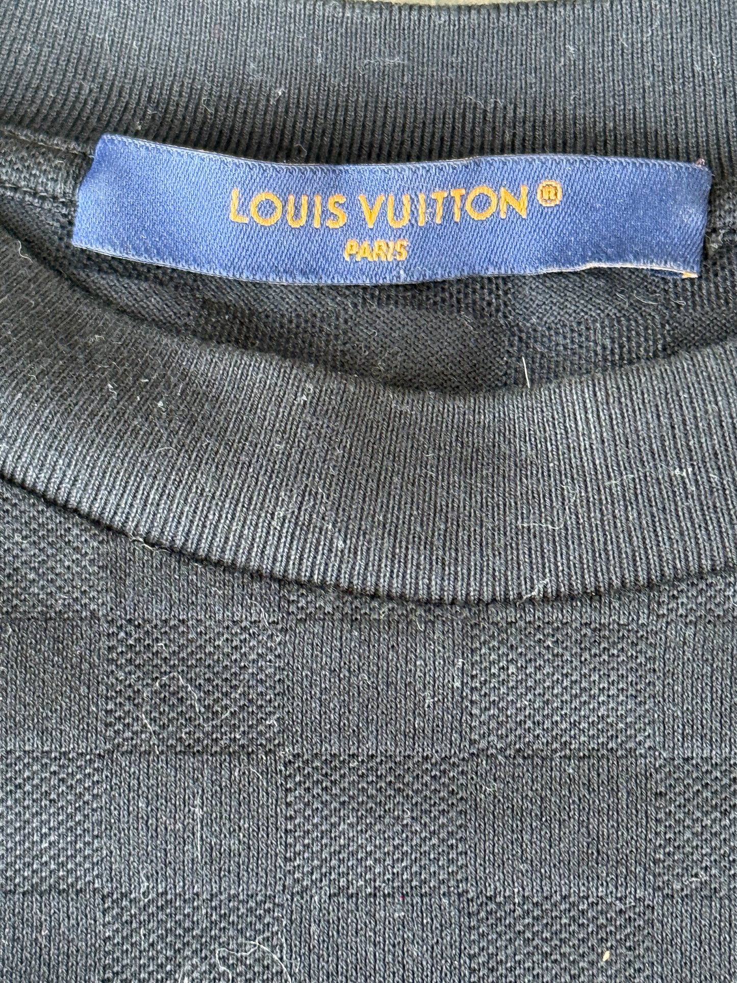 Louis Vuitton Black Damier Embroidered Logo T-Shirt
