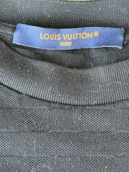 Louis Vuitton Black Damier Embroidered Logo T-Shirt