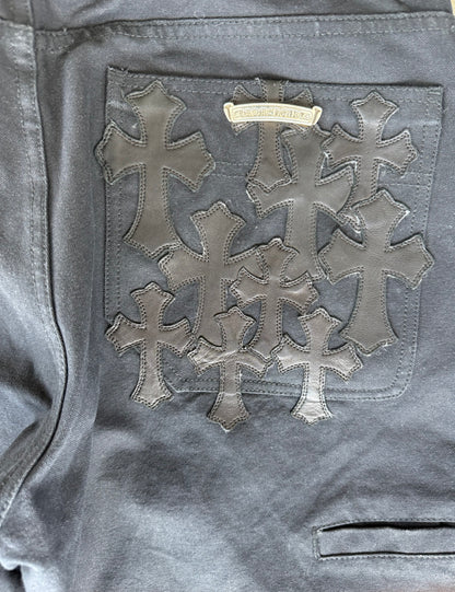 Chrome Hearts Black Cross Patch Carpenter Pants