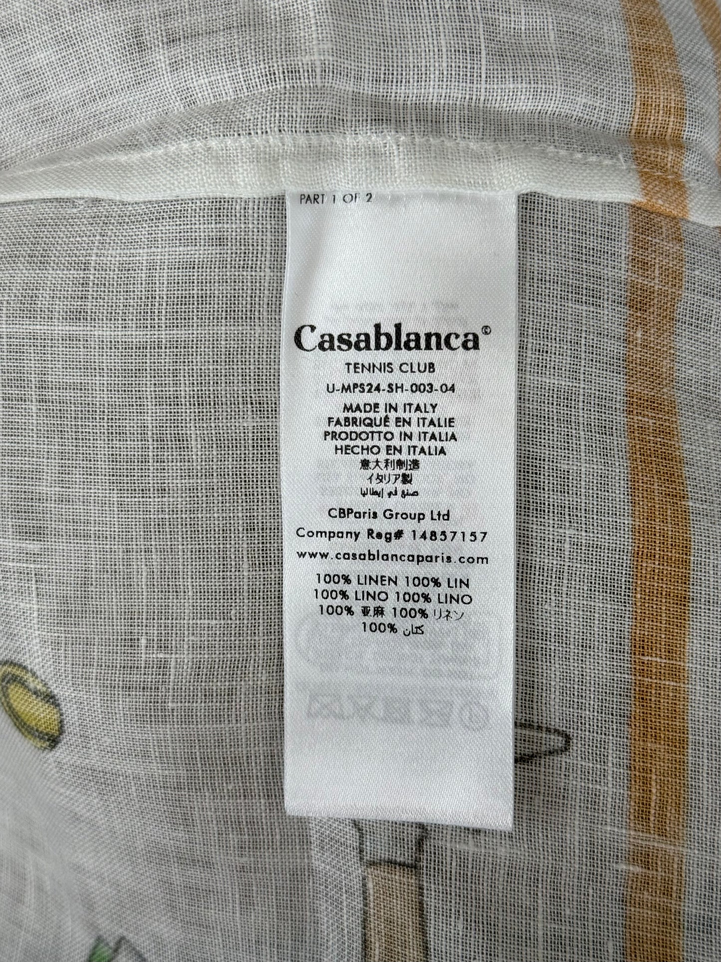 Casablanca White & Multicolor Tennis Play Button Up Shirt