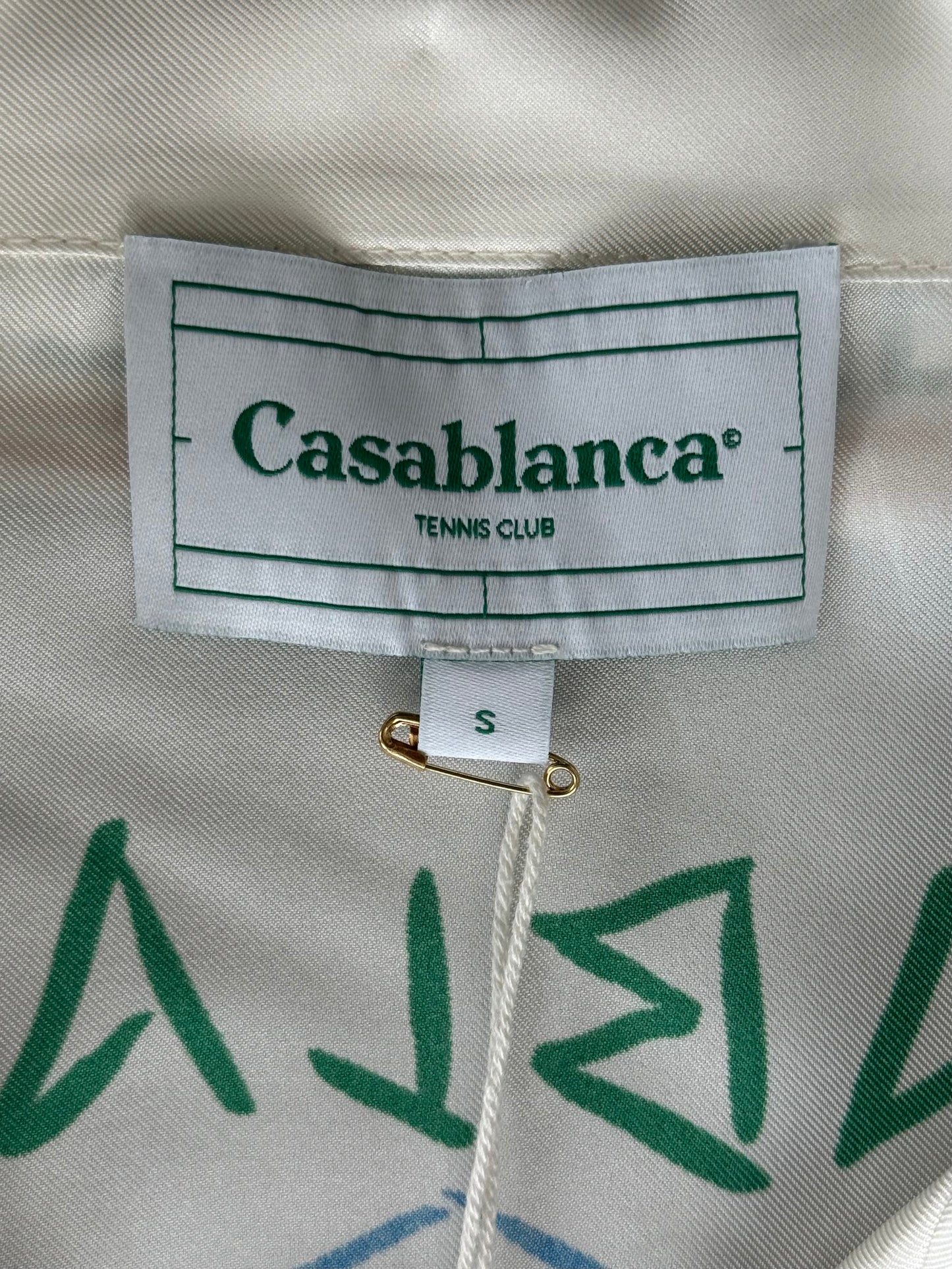 Casablanca White & Multicolor Temple Tennis Club Silk Button Up Shirt