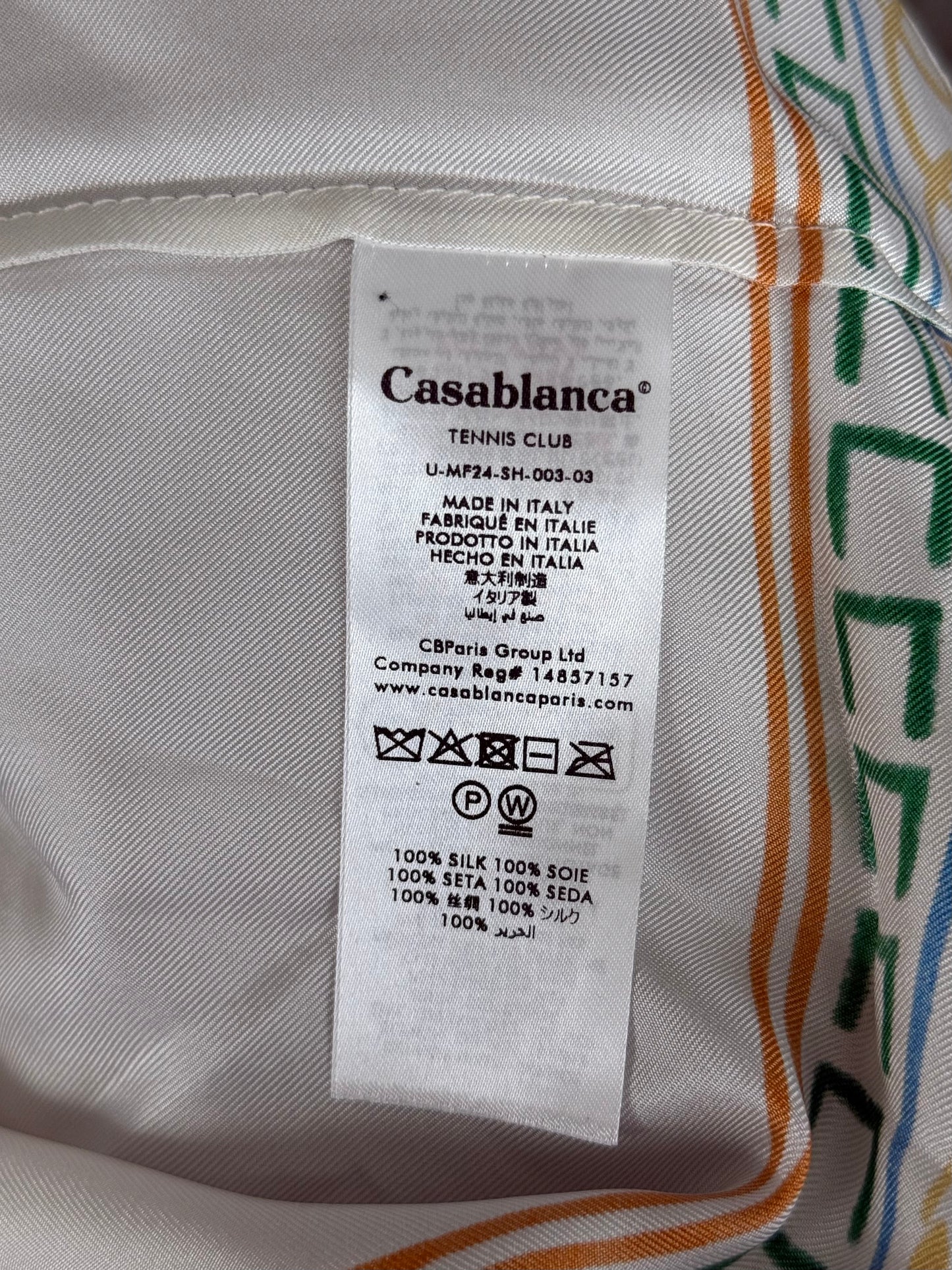 Casablanca White & Multicolor Temple Tennis Club Silk Button Up Shirt