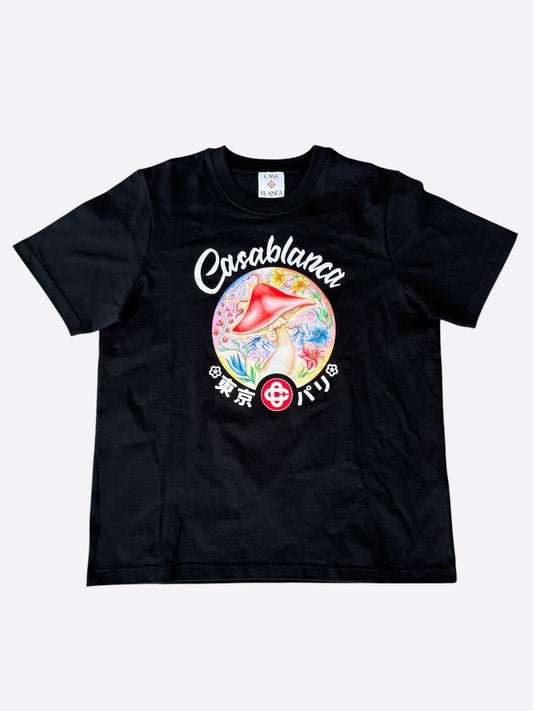 Casablanca Black & Multicolor Mushroom Graphic T-Shirt