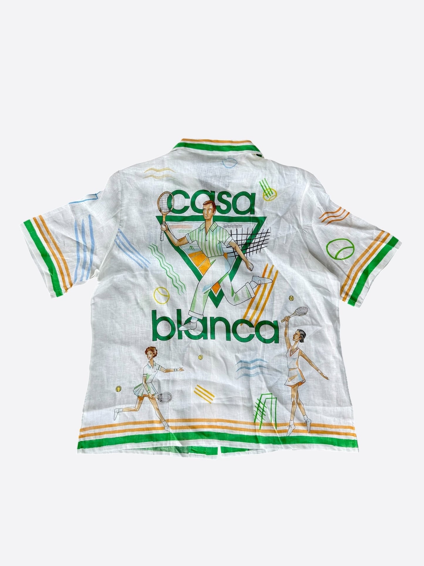 Casablanca White & Multicolor Tennis Play Button Up Shirt