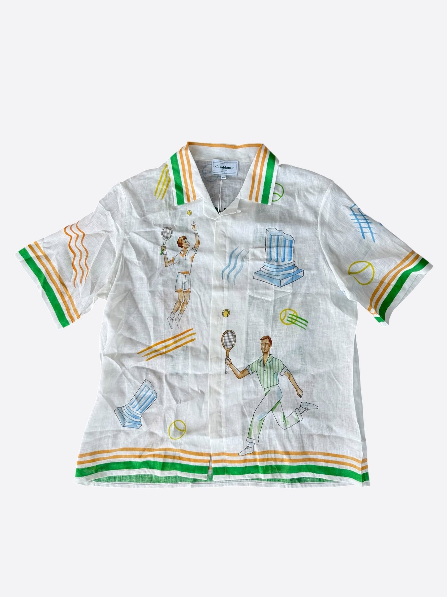 Casablanca White & Multicolor Tennis Play Button Up Shirt