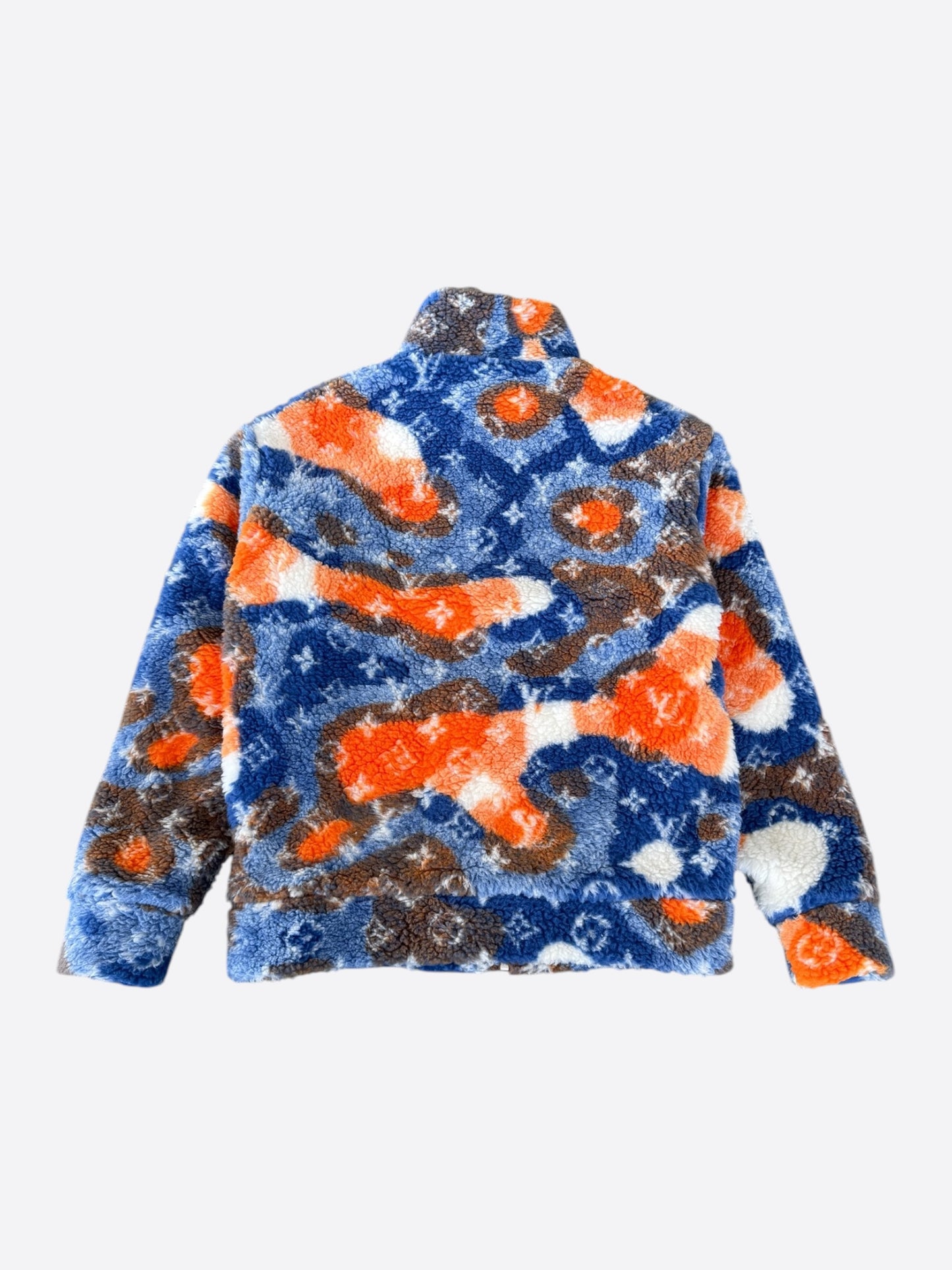 Louis Vuitton Blue & Orange Camo Monogram Fleece Zip Up Jacket