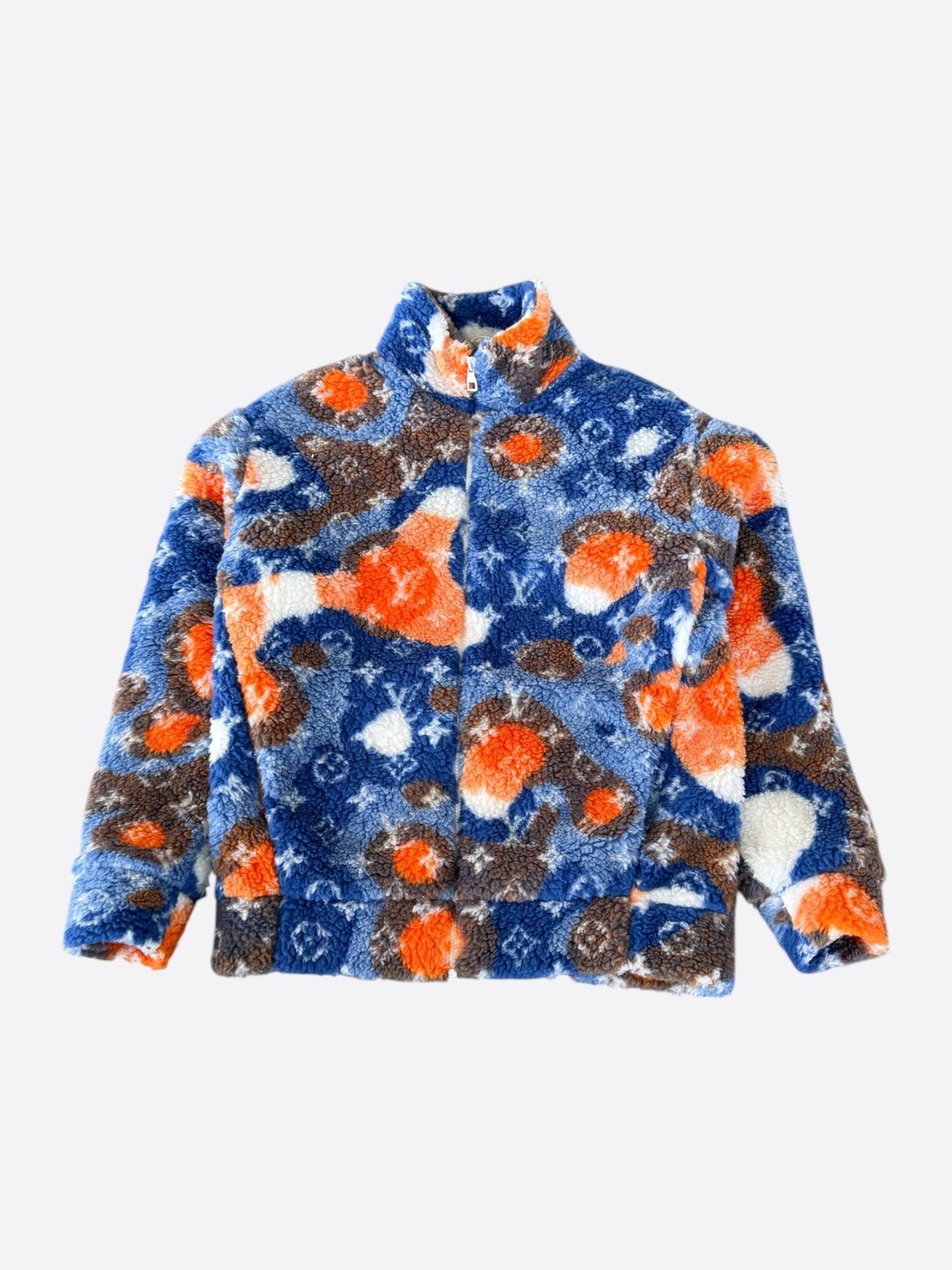 Louis Vuitton Blue & Orange Camo Monogram Fleece Zip Up Jacket