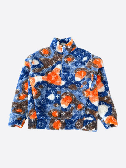 Louis Vuitton Blue & Orange Camo Monogram Fleece Zip Up Jacket