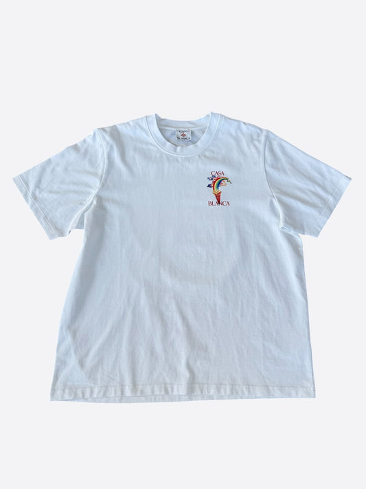 Casablanca White & Multicolor Nature Teacher Graphic T-Shirt