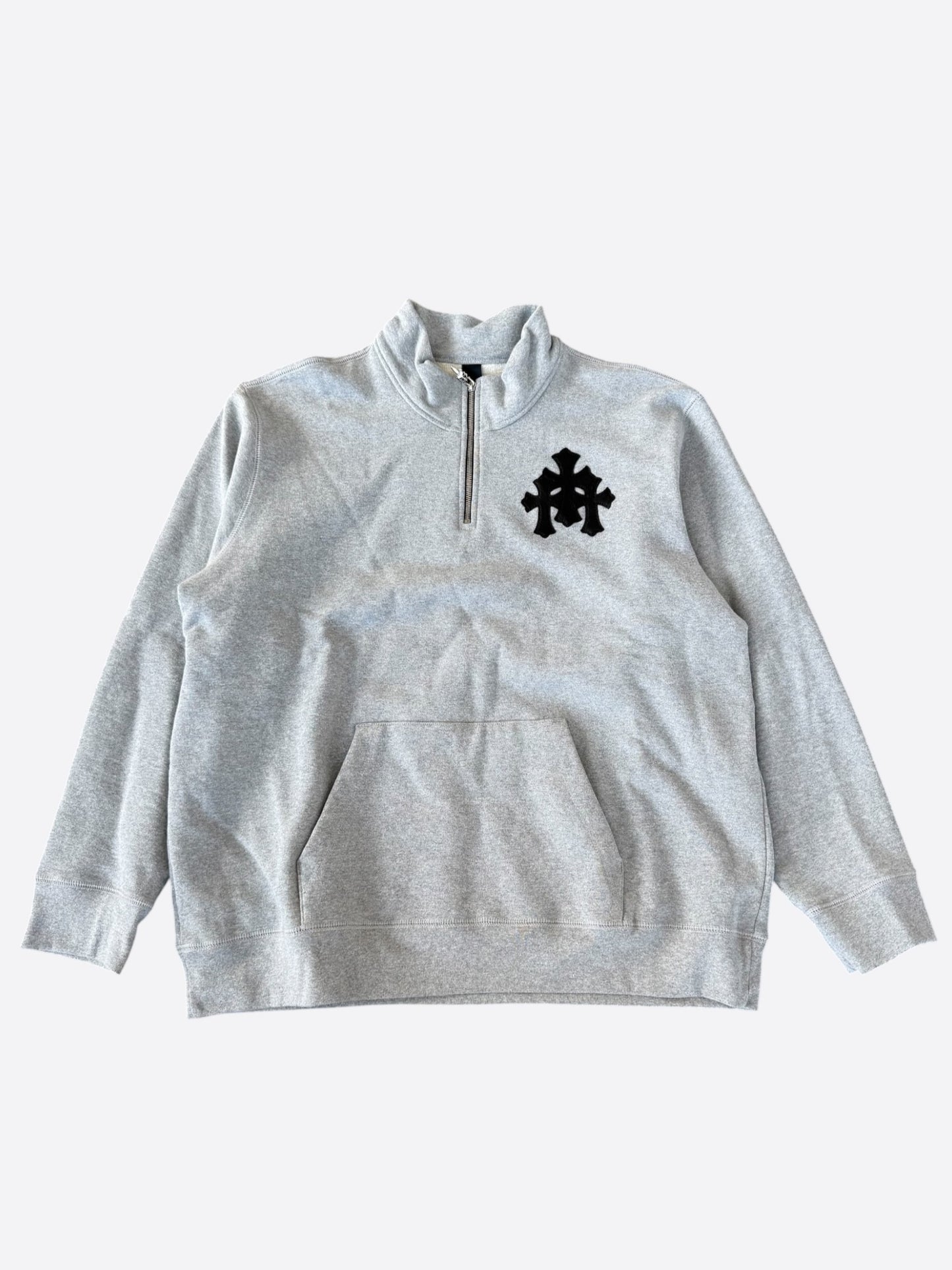 Chrome Hearts Grey & Black Triple Cross Paper Jam Quarter Zip Sweater