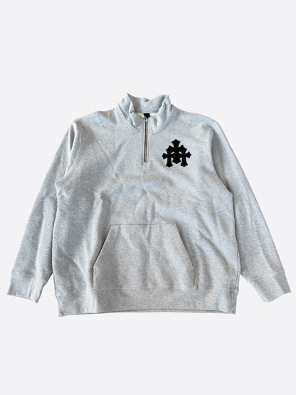 Chrome Hearts Grey & Black Triple Cross Paper Jam Quarter Zip Sweater