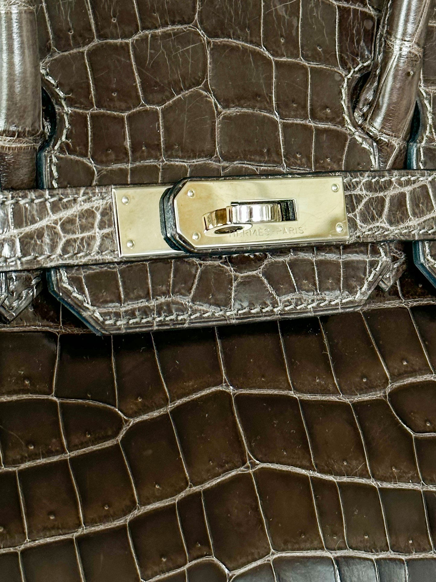 Hermes Gris Fronce Crocodile Birkin 30