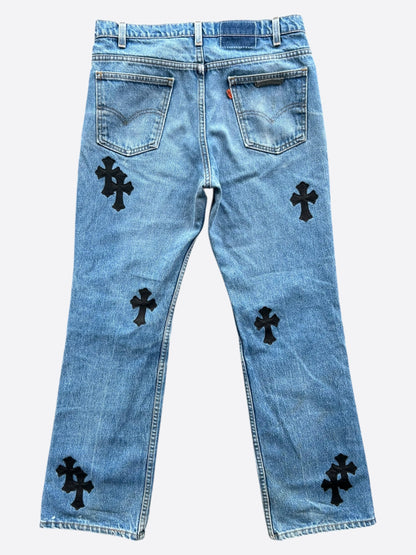 Chrome Hearts Levis Blue & Black Cross Patch Jeans