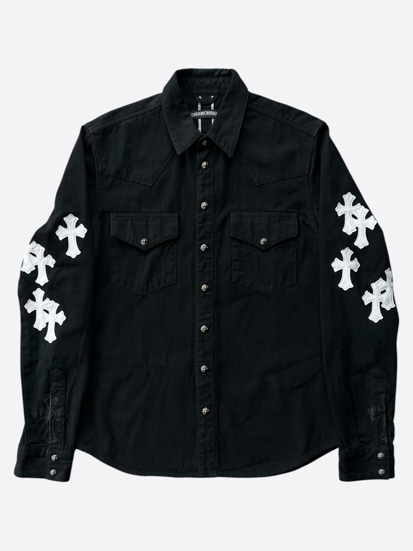Chrome Hearts Black & White Cross Patch Denim Jacket