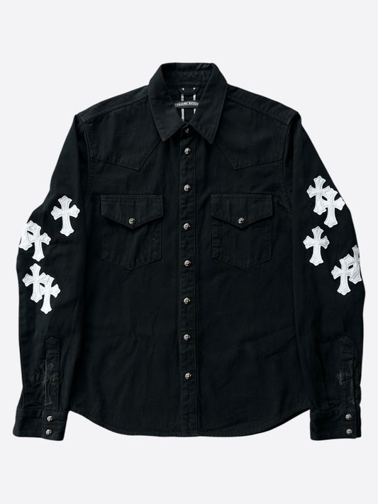 Chrome Hearts Black & White Cross Patch Denim Jacket