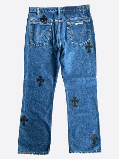 Chrome Hearts Levis Blue & Black Cross Patch Jeans