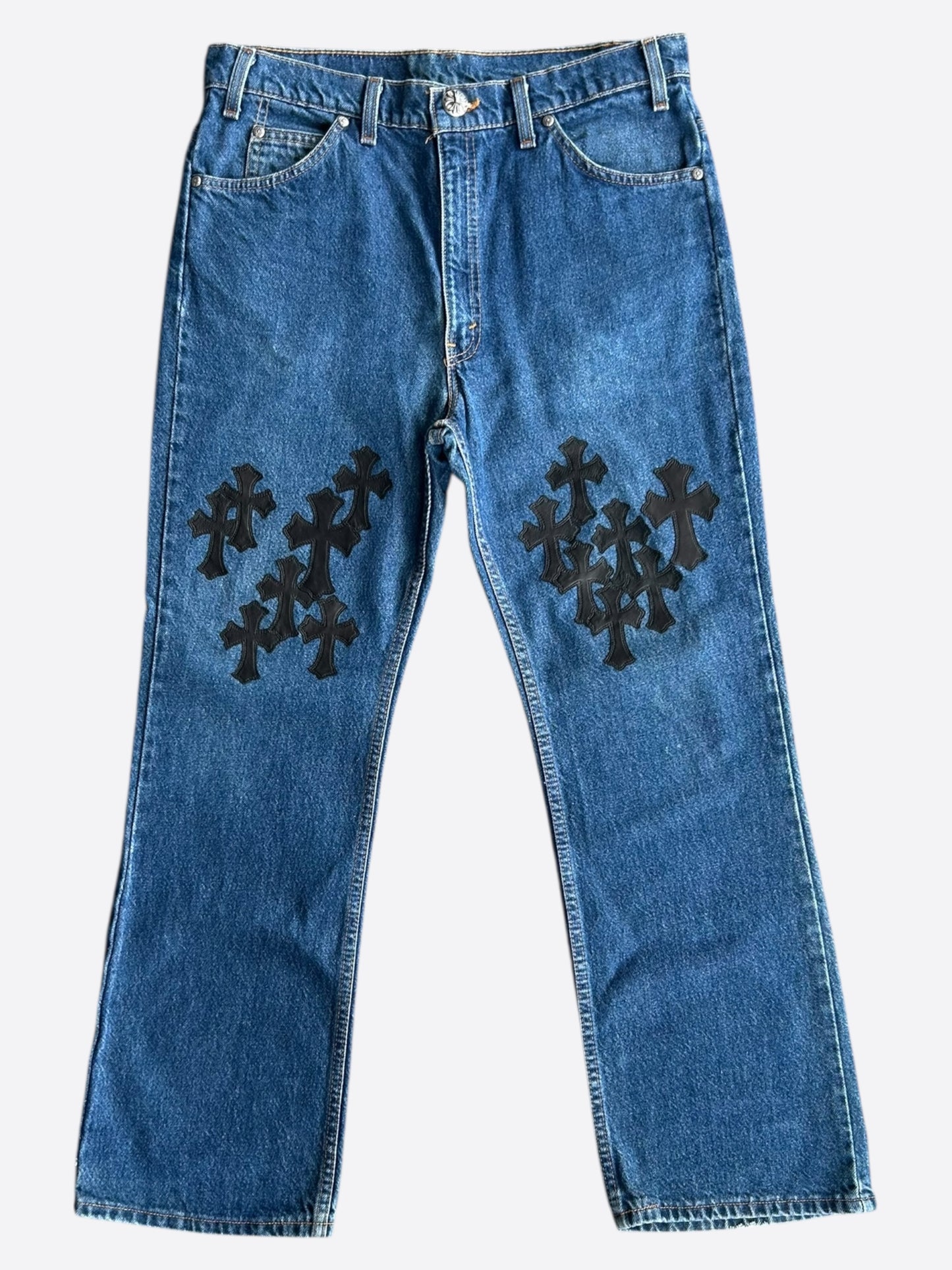 Chrome Hearts Levis Blue & Black Cross Patch Jeans