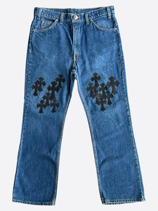 Chrome Hearts Levis Blue & Black Cross Patch Jeans